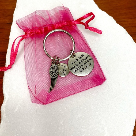 Stainless Steel Memorial Dad Keychain with Heart and Wing Charms Memory Father - Picture 6 of 6